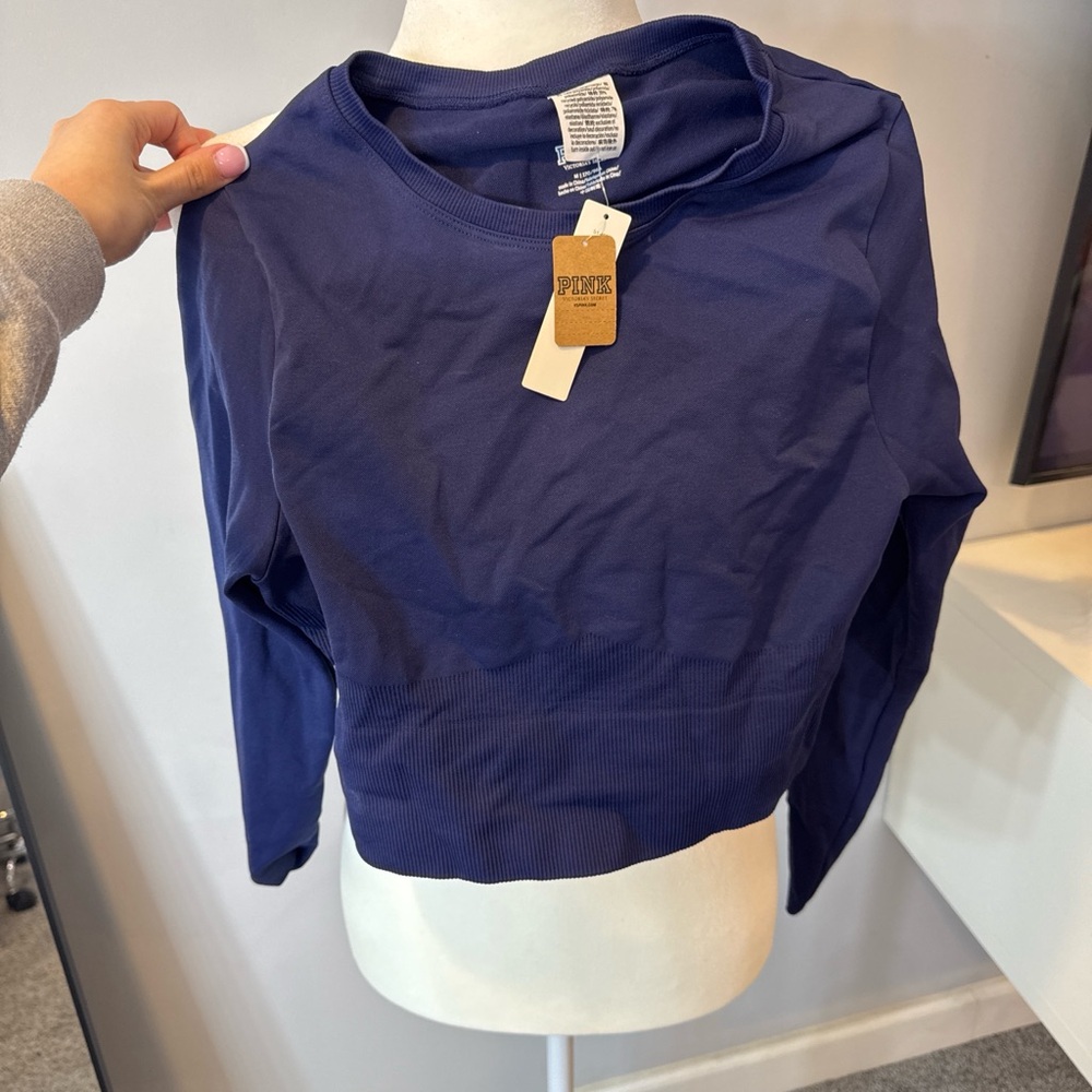 PINK Victoria's Secret Deep Blue Long Sleeve Tee